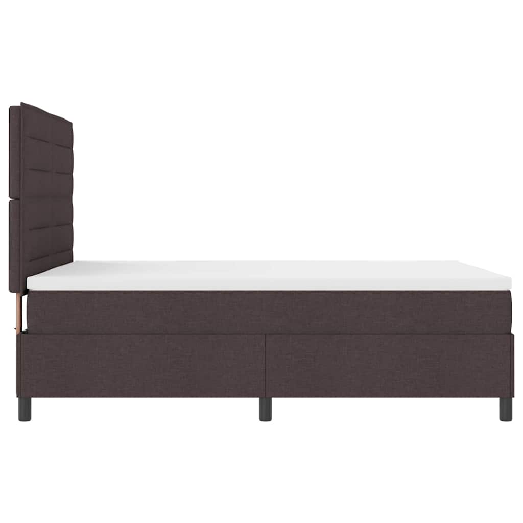 vidaXL Łóżko sprężynowe z materacem ciemnobrązowy 140 x 190 cm tkanina