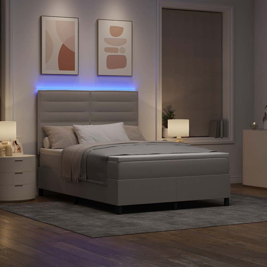vidaXL Łóżko sprężynowe z paskami LED Ciemnoszary 160 x 200 cm tkanina