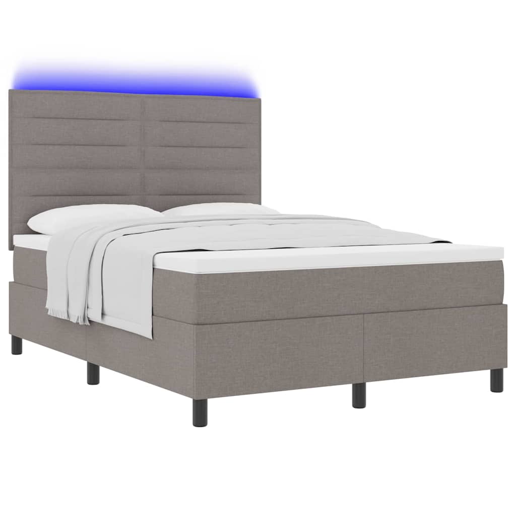 vidaXL Łóżko sprężynowe z paskami LED Ciemnoszary 160 x 200 cm tkanina