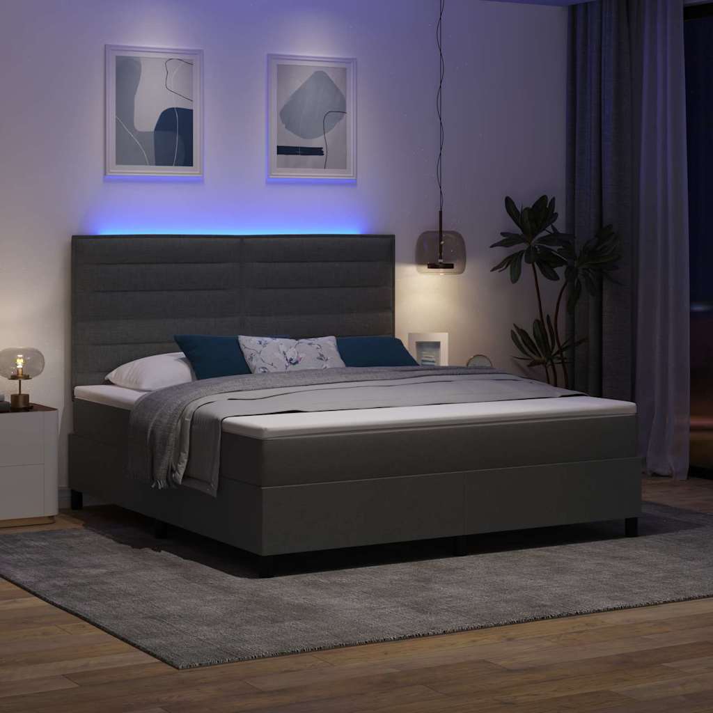 vidaXL Łóżko sprężynowe z materacem ciemno szary 180 x 200 cm tkanina