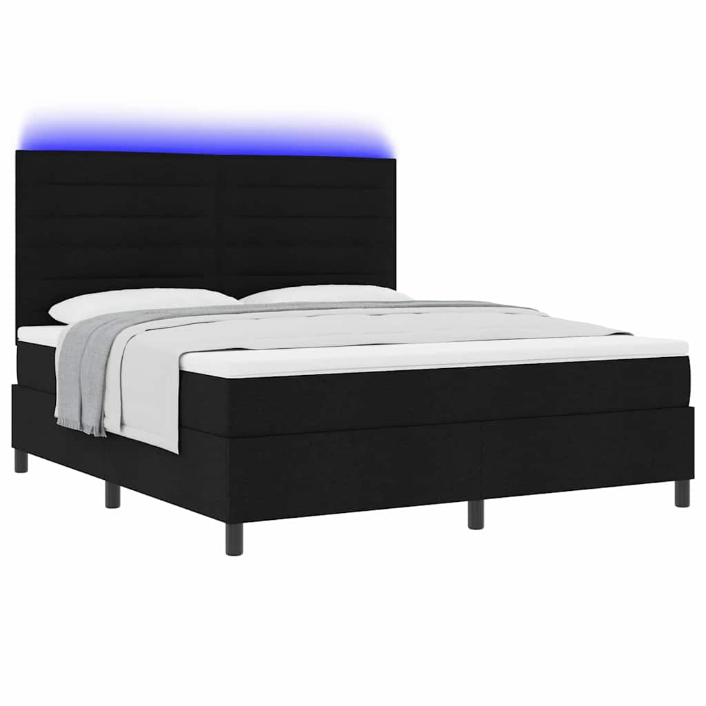 vidaXL Łóżko sprężynowe z materacem z LED Czarny 180 x 200 cm tkanina