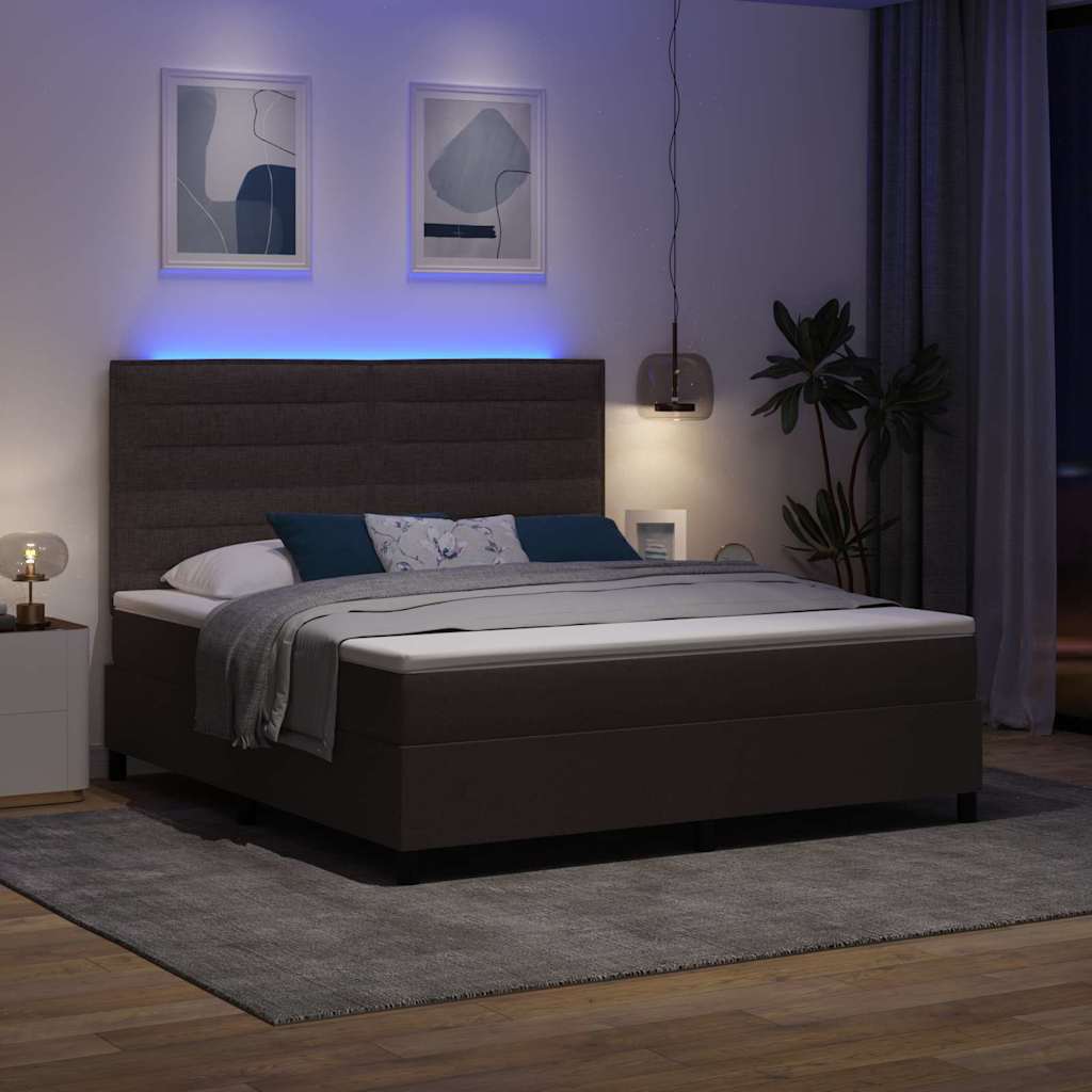 vidaXL Łóżko sprężynowe z materacem ciemnobrązowy 180 x 200 cm tkanina