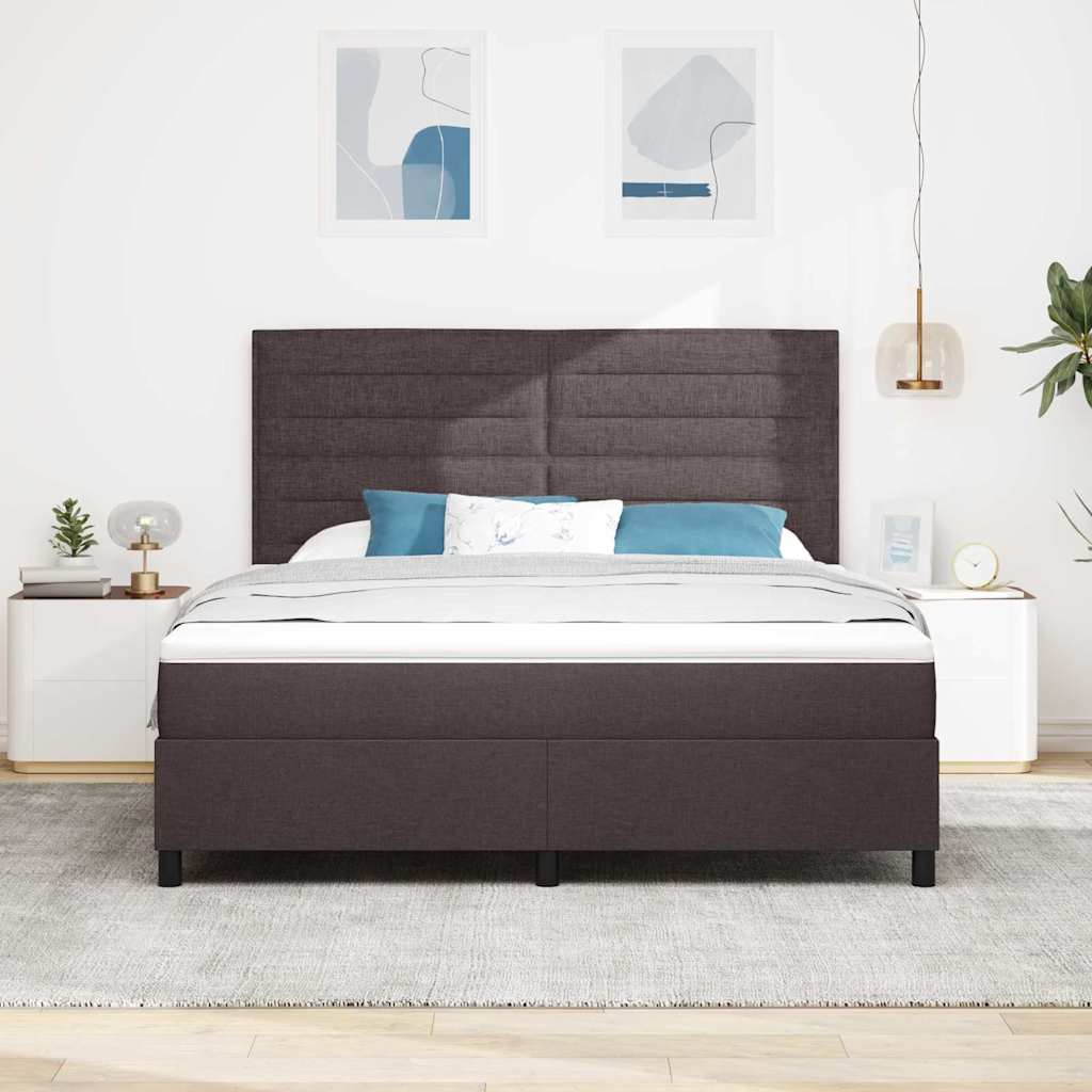 vidaXL Łóżko sprężynowe z materacem ciemnobrązowy 180 x 200 cm tkanina