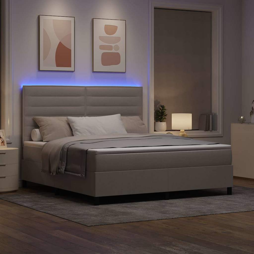 vidaXL Łóżko sprężynowe z paskami LED Ciemnoszary 180 x 200 cm tkanina