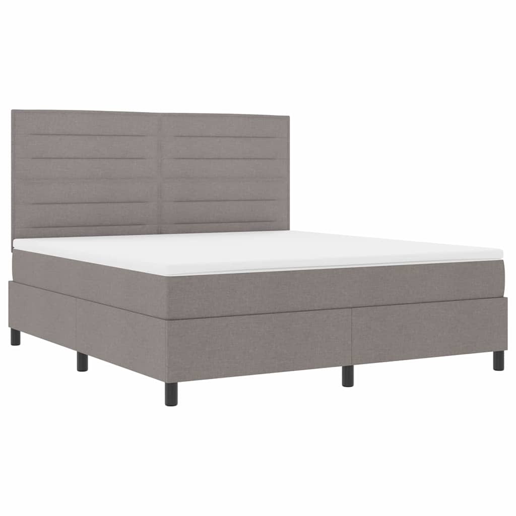 vidaXL Łóżko sprężynowe z paskami LED Ciemnoszary 180 x 200 cm tkanina