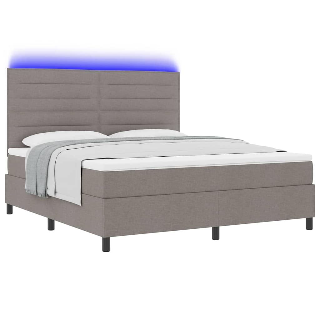 vidaXL Łóżko sprężynowe z paskami LED Ciemnoszary 180 x 200 cm tkanina