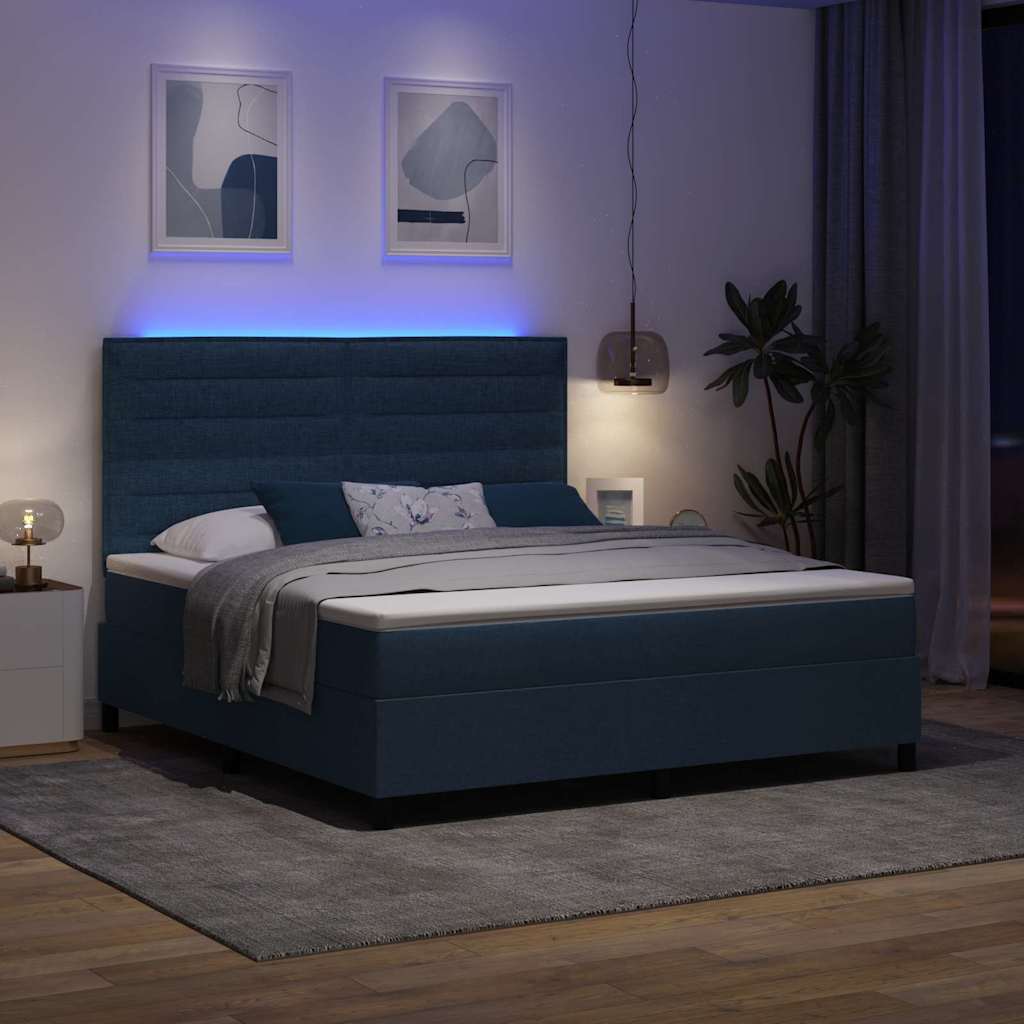 vidaXL Łóżko sprężynowe z materacem Niebieski 180 x 200 cm tkanina