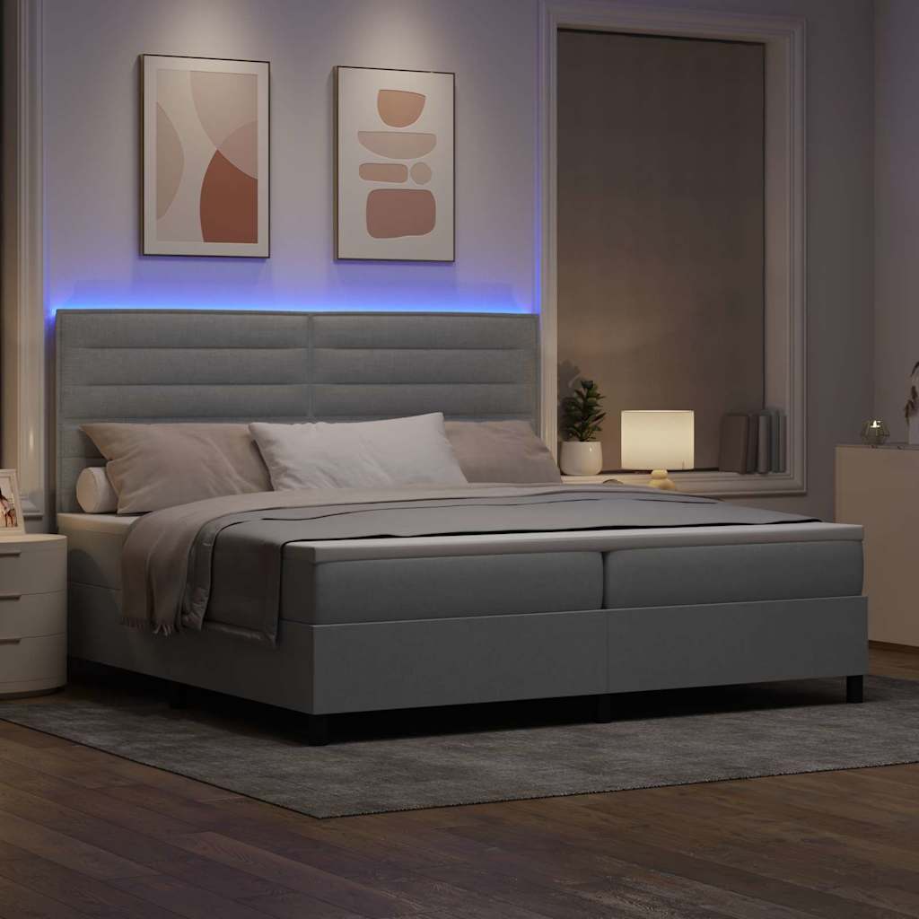 vidaXL Łóżko sprężynowe z materacem Jasnoszary 200 x 200 cm tkanina