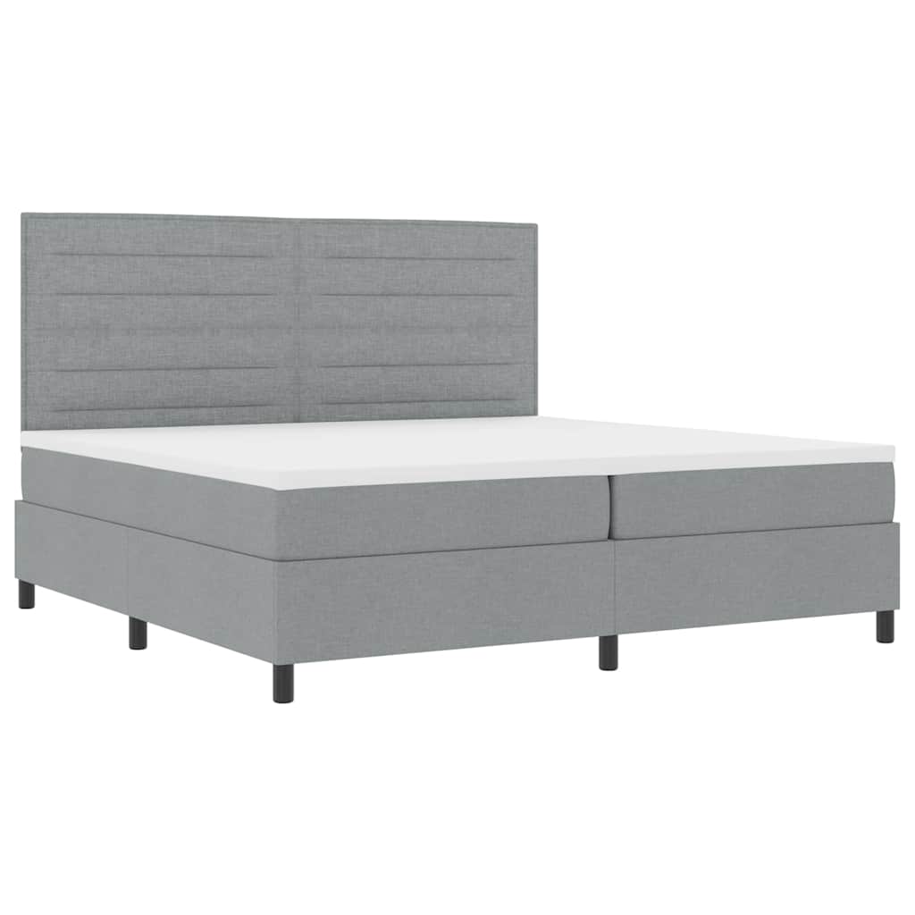 vidaXL Łóżko sprężynowe z materacem Jasnoszary 200 x 200 cm tkanina