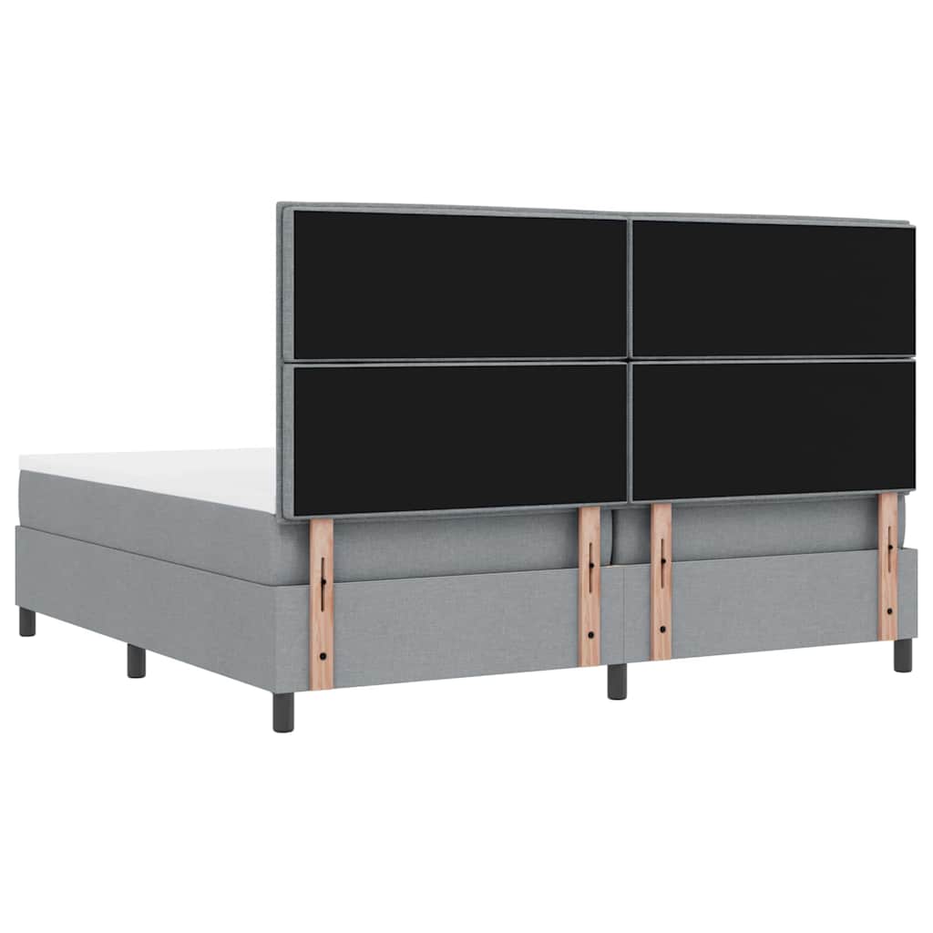 vidaXL Łóżko sprężynowe z materacem Jasnoszary 200 x 200 cm tkanina