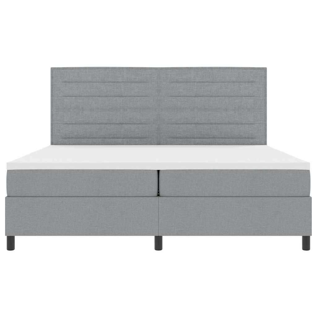 vidaXL Łóżko sprężynowe z materacem Jasnoszary 200 x 200 cm tkanina