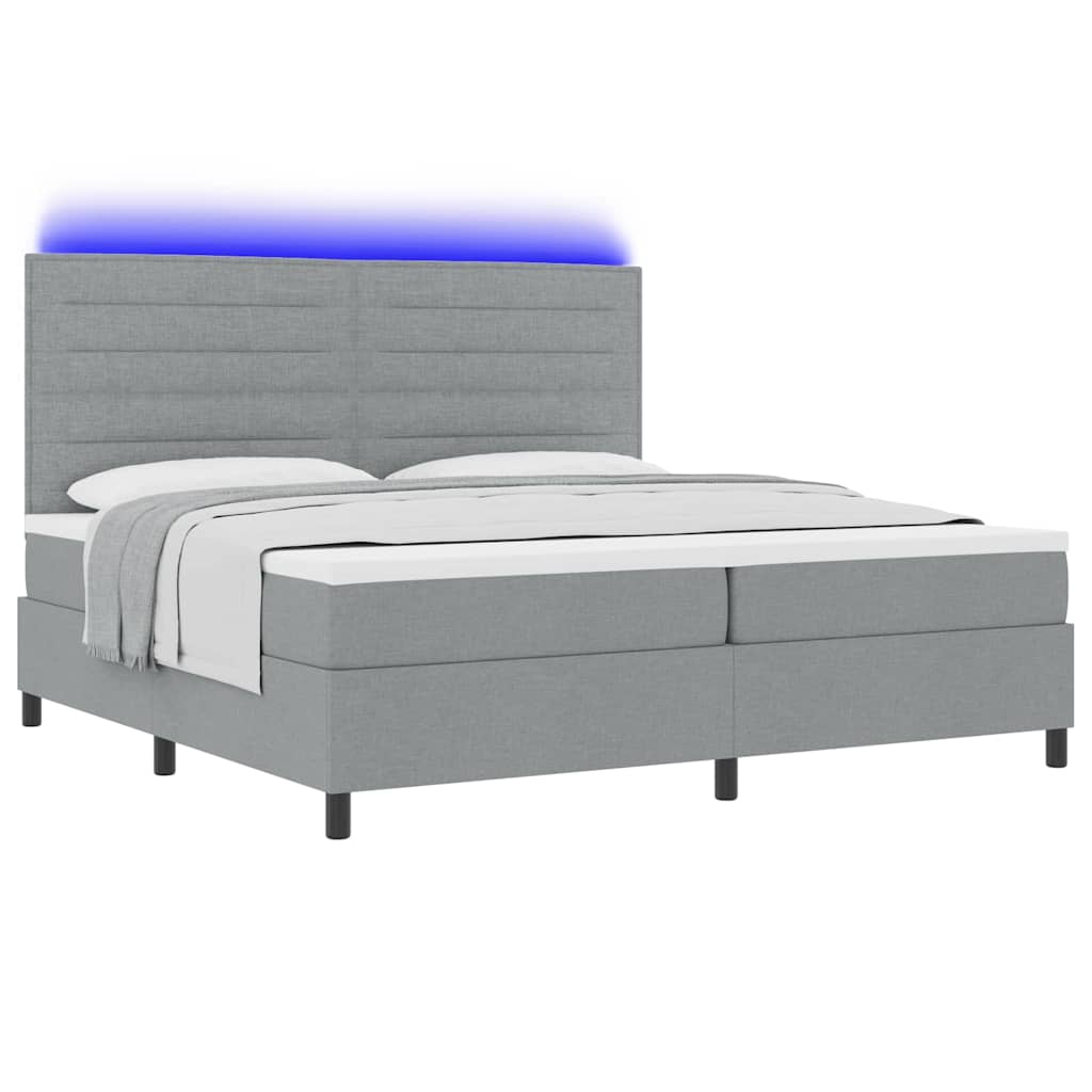vidaXL Łóżko sprężynowe z materacem Jasnoszary 200 x 200 cm tkanina