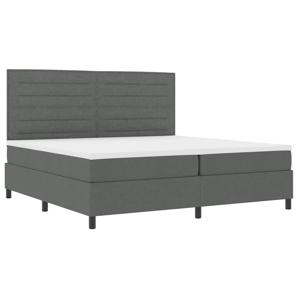 vidaXL Łóżko sprężynowe z materacem ciemno szary 200 x 200 cm tkanina