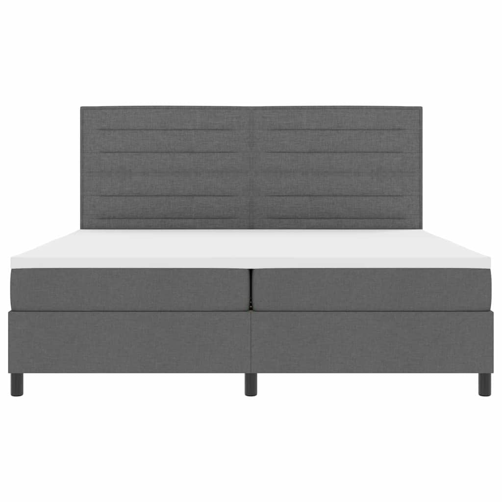 vidaXL Łóżko sprężynowe z materacem ciemno szary 200 x 200 cm tkanina