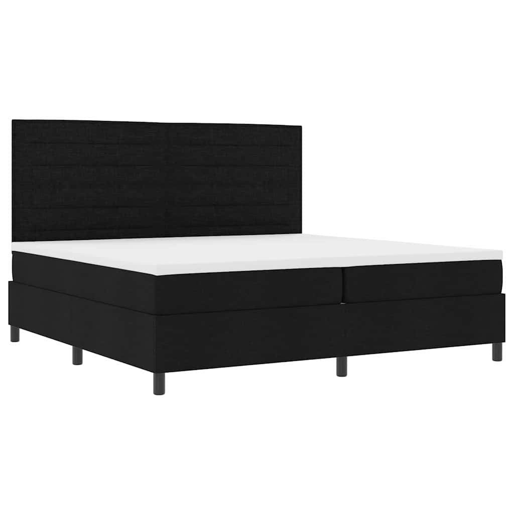 vidaXL Łóżko sprężynowe z materacem z LED Czarny 200 x 200 cm tkanina