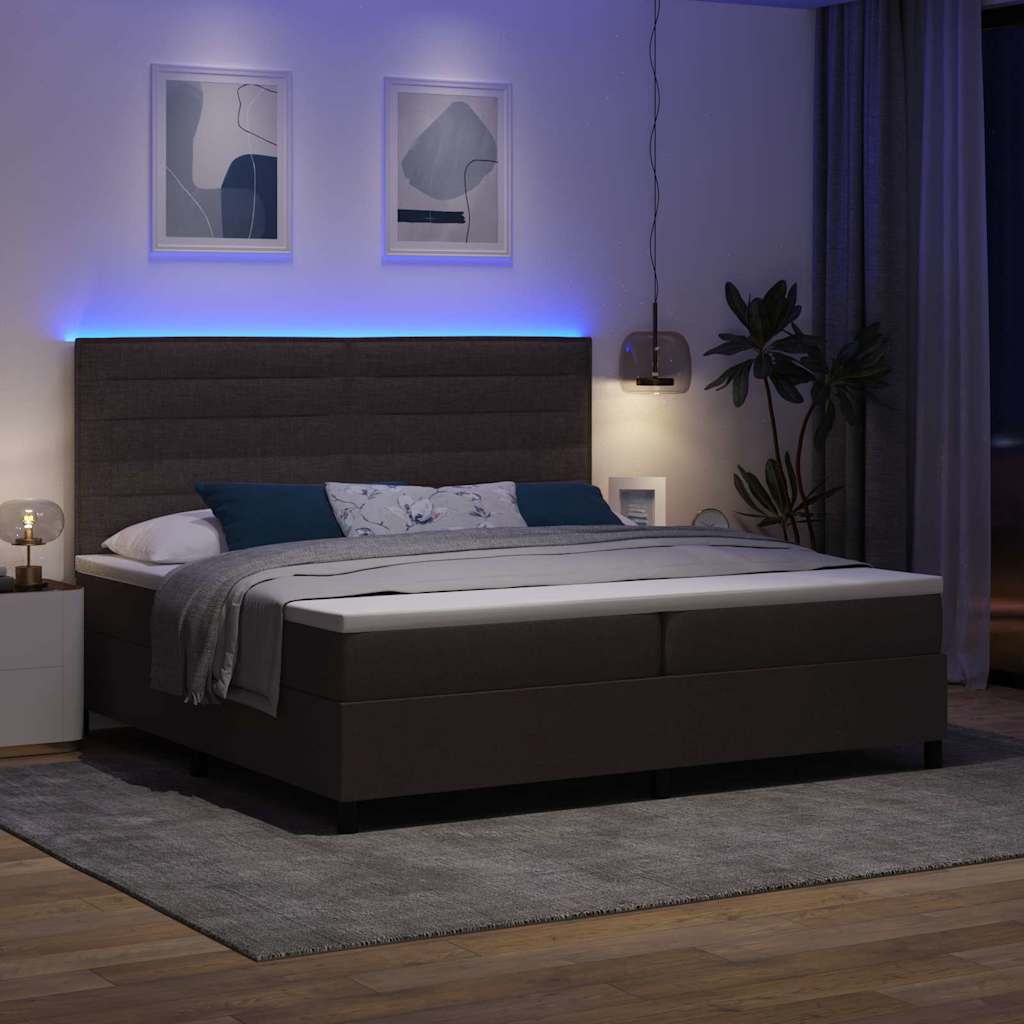 vidaXL Łóżko sprężynowe z materacem ciemnobrązowy 200 x 200 cm tkanina