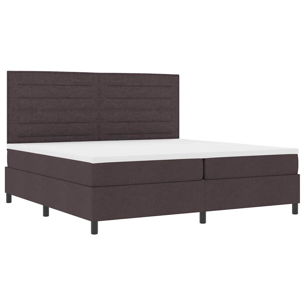 vidaXL Łóżko sprężynowe z materacem ciemnobrązowy 200 x 200 cm tkanina