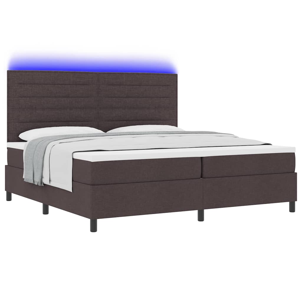 vidaXL Łóżko sprężynowe z materacem ciemnobrązowy 200 x 200 cm tkanina