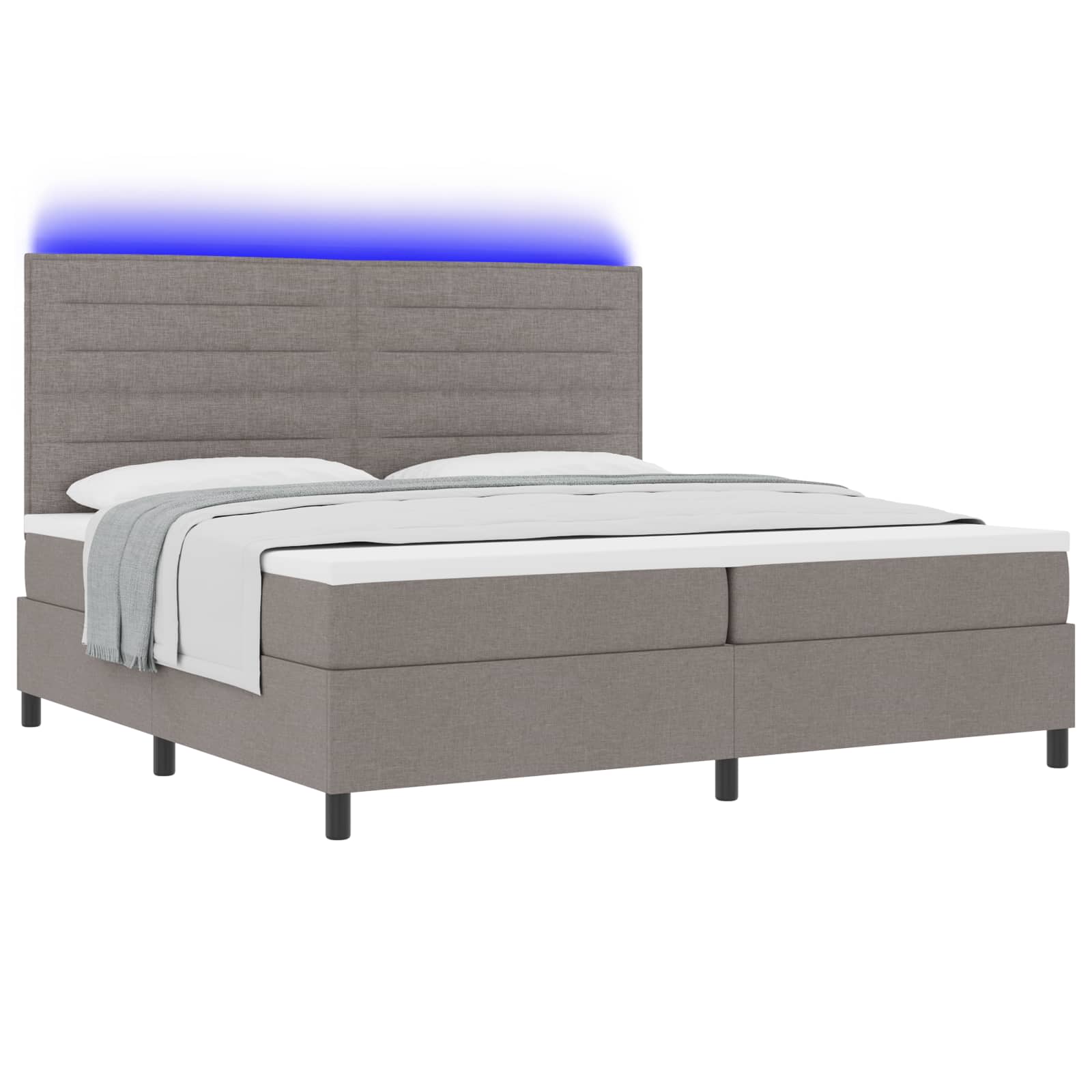 vidaXL Łóżko sprężynowe z materacem Ciemnoszary 200 x 200 cm tkanina