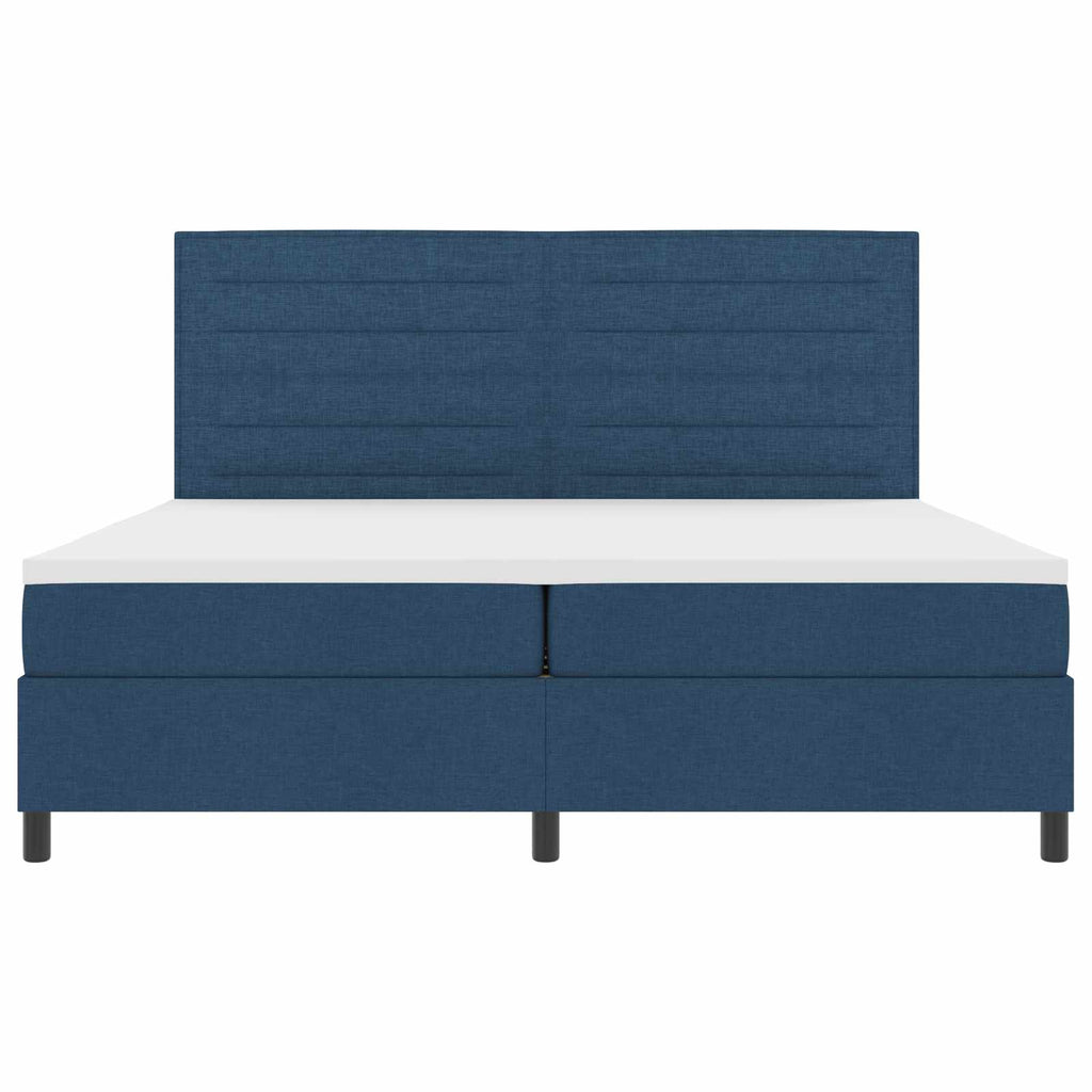 vidaXL Łóżko sprężynowe z materacem Niebieski 200 x 200 cm tkanina