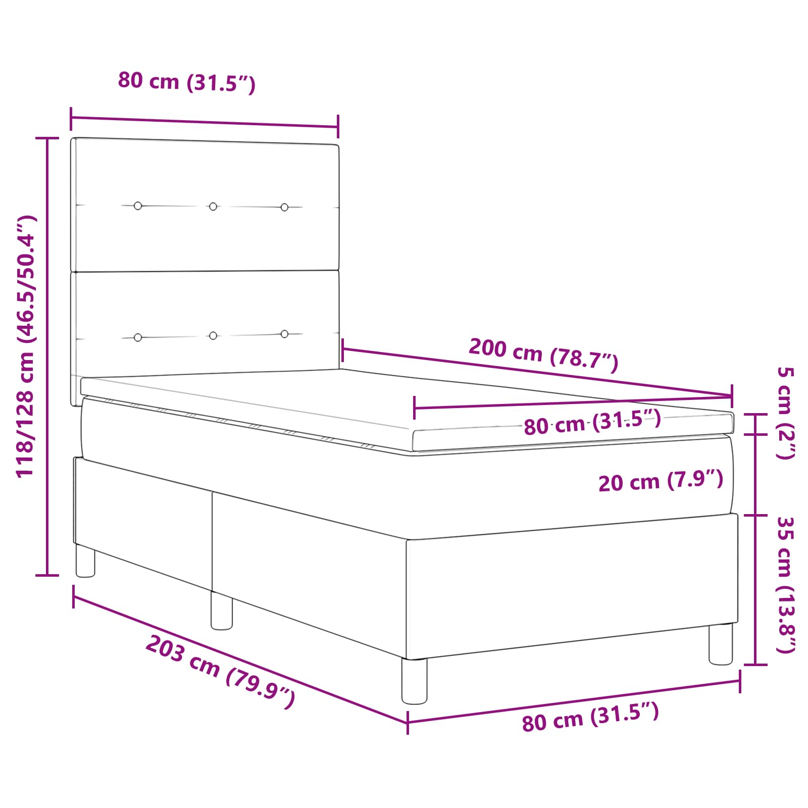 vidaXL Łóżko sprężynowe z materacem Jasnoszary 80 x 200 cm tkanina