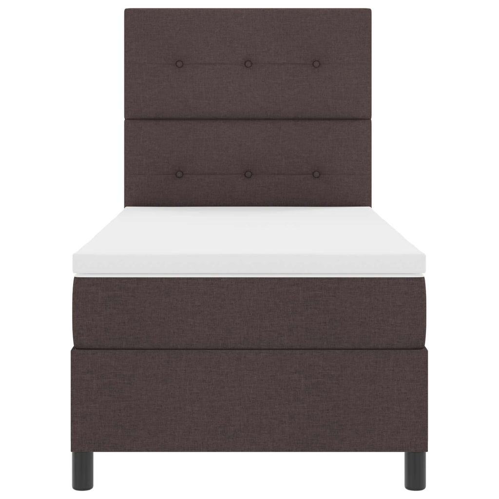 vidaXL Łóżko sprężynowe z materacem ciemnobrązowy 80 x 200 cm tkanina