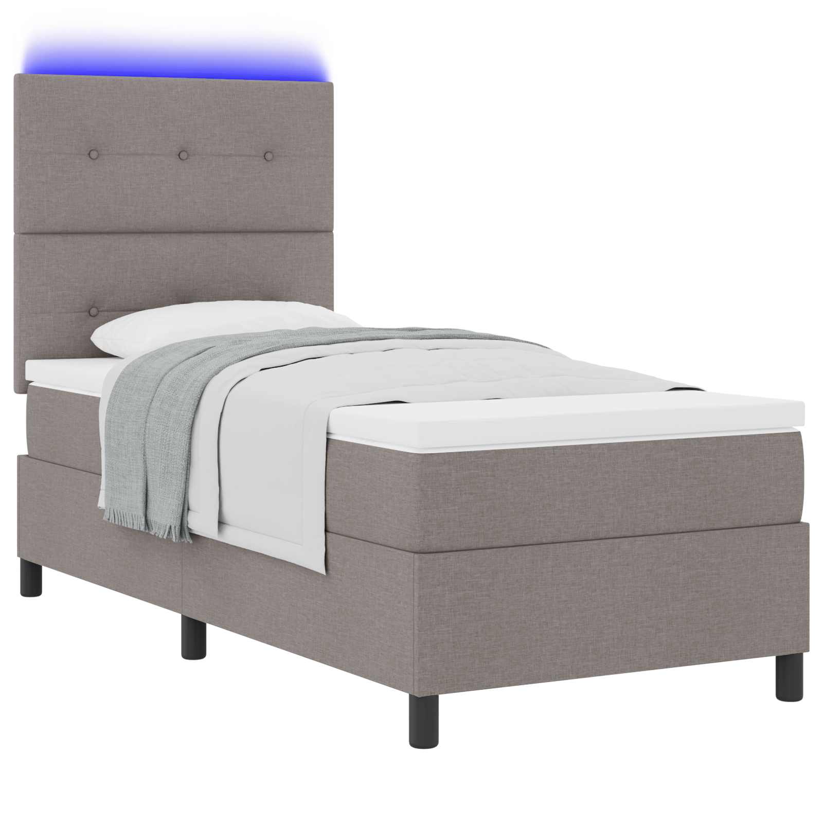 vidaXL Łóżko sprężynowe z materacem Ciemnoszary 90 x 190 cm tkanina