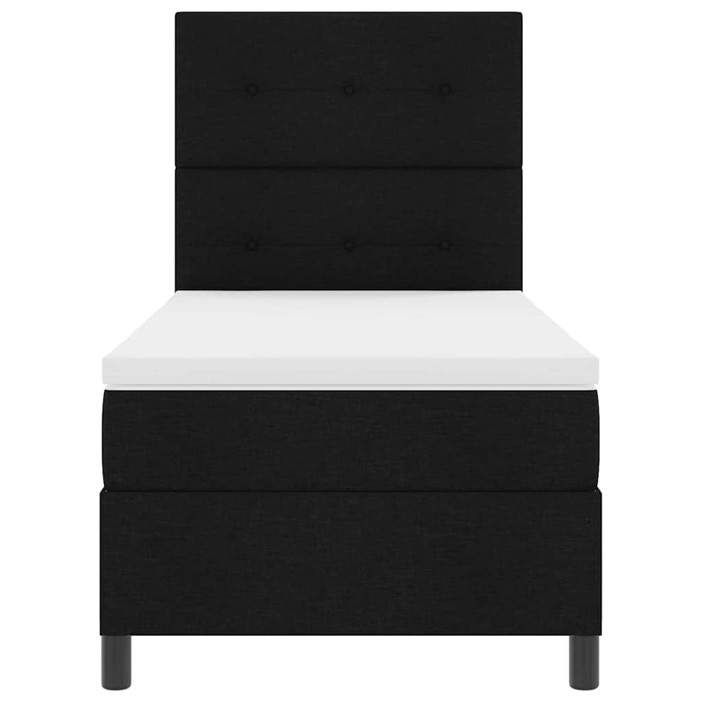 vidaXL Łóżko sprężynowe z paskami LED Czarny 100 x 200 cm tkanina