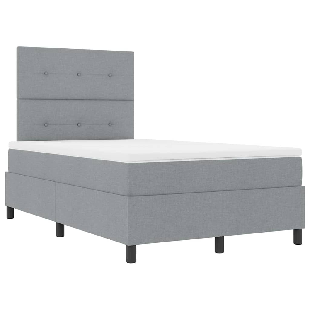 vidaXL Łóżko sprężynowe z paskami LED Jasnoszary 120 x 190 cm tkanina