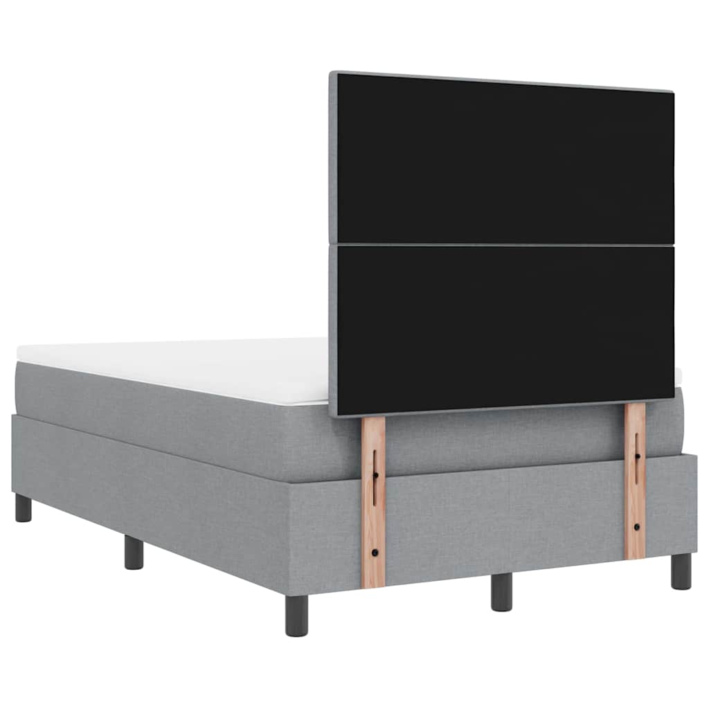 vidaXL Łóżko sprężynowe z paskami LED Jasnoszary 120 x 190 cm tkanina