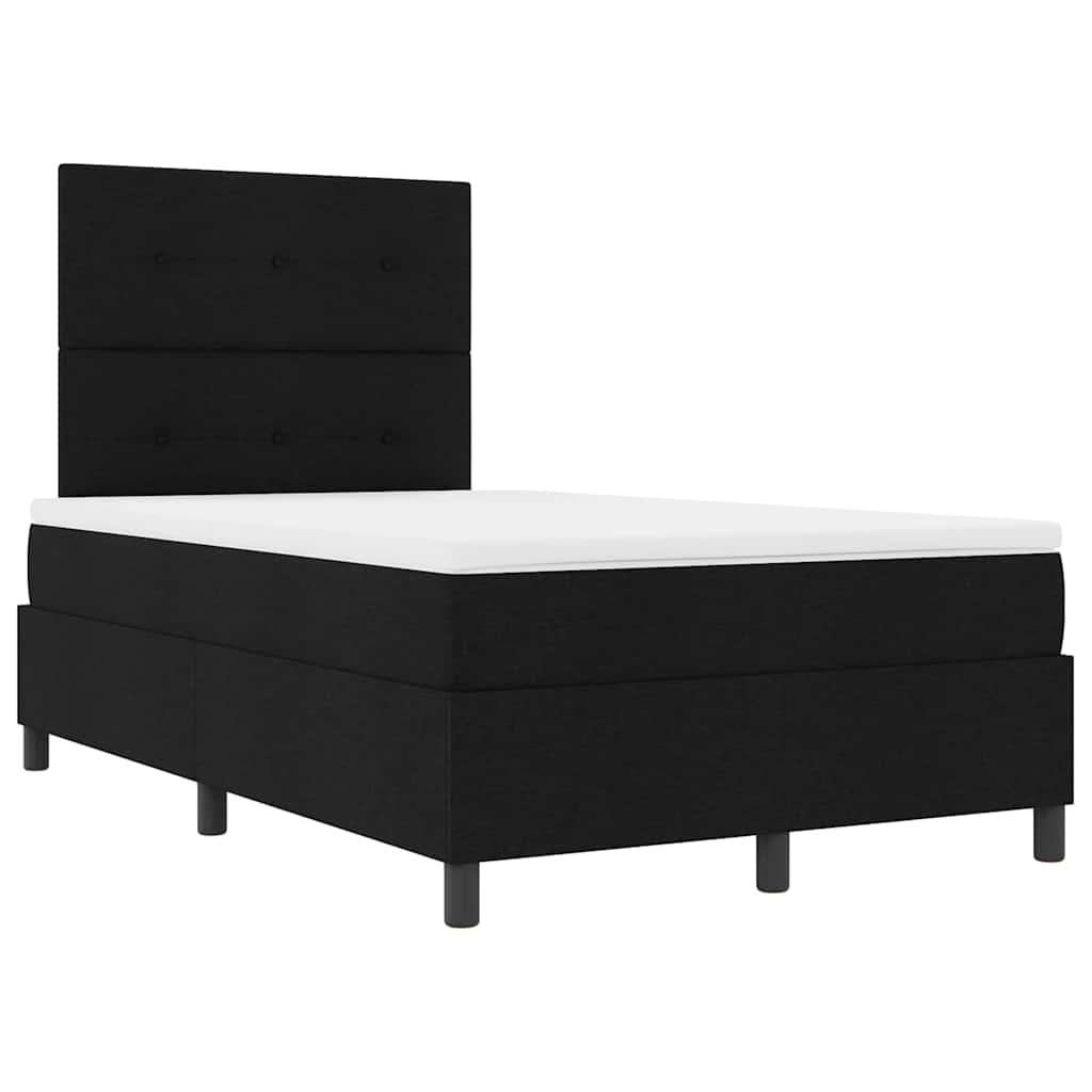 vidaXL Łóżko sprężynowe z paskami LED Czarny 120 x 190 cm tkanina
