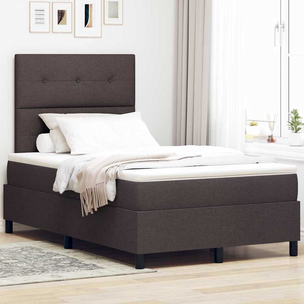 vidaXL Łóżko sprężynowe ciemnobrązowy 120 x 190 cm tkanina