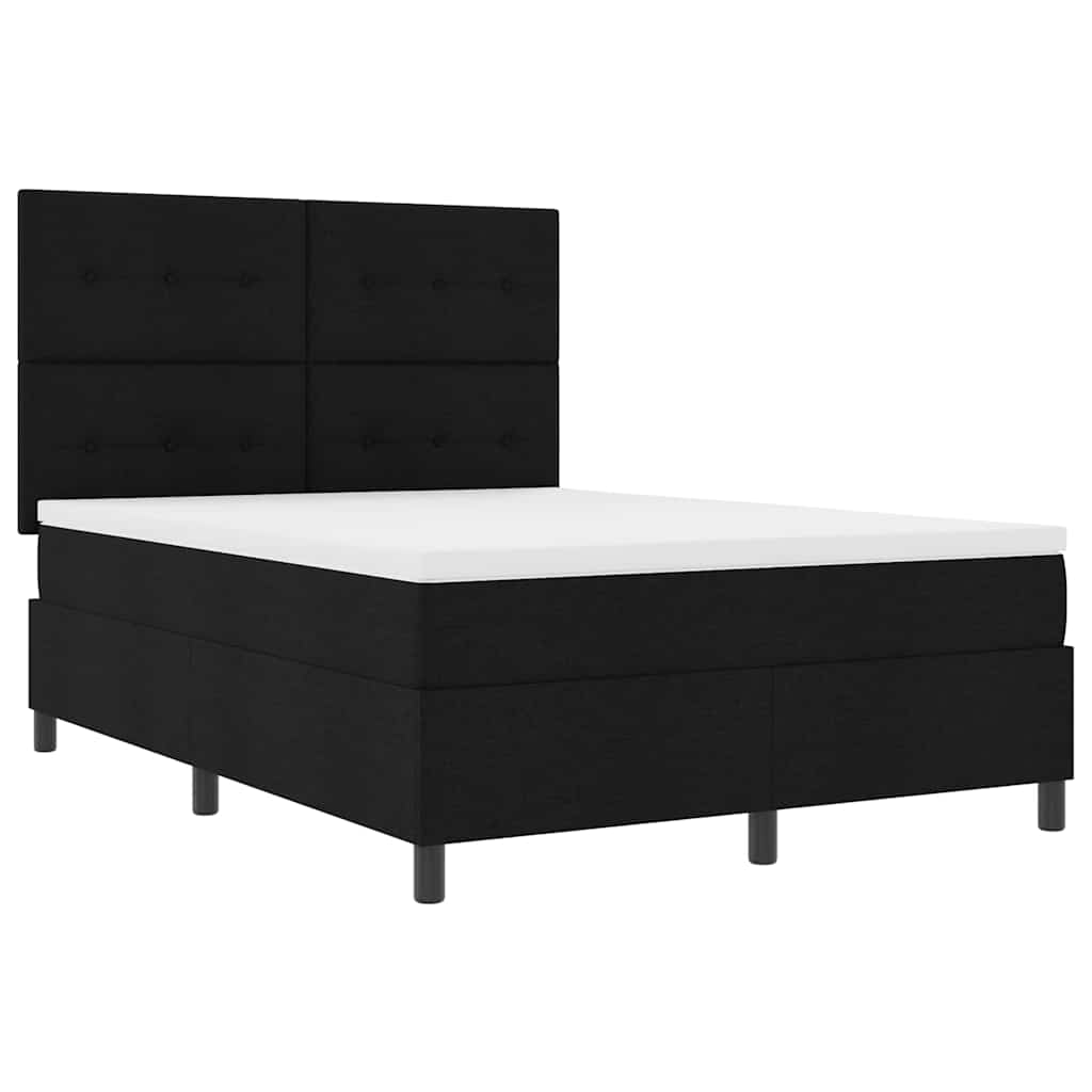 vidaXL Łóżko sprężynowe z materacem z LED Czarny 140 x 190 cm tkanina
