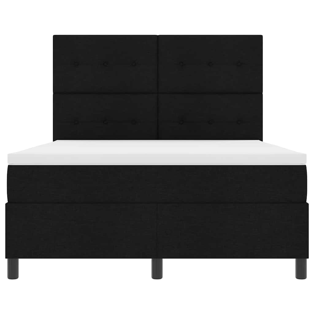 vidaXL Łóżko sprężynowe z materacem z LED Czarny 140 x 190 cm tkanina