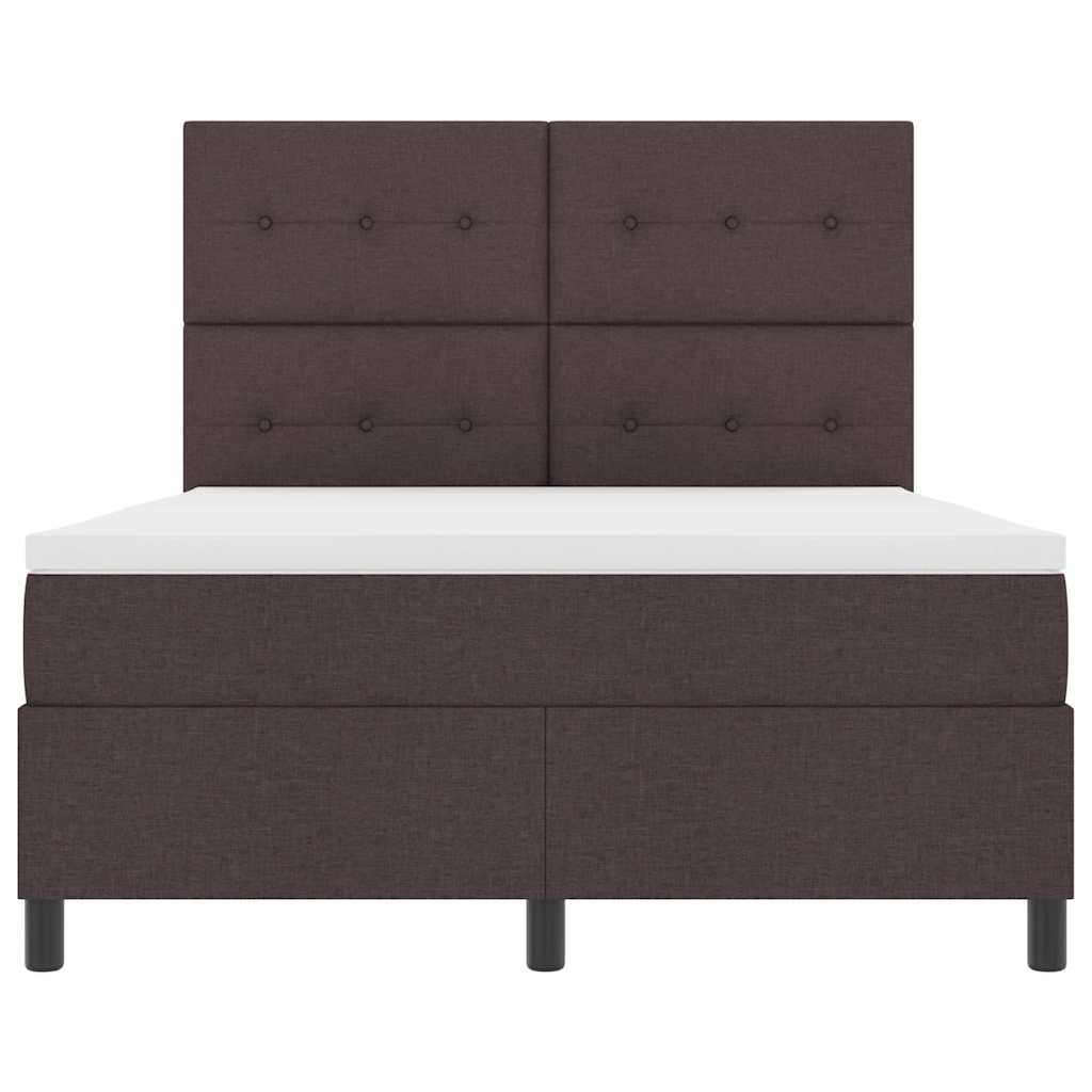 vidaXL Łóżko sprężynowe z materacem ciemnobrązowy 140 x 190 cm tkanina