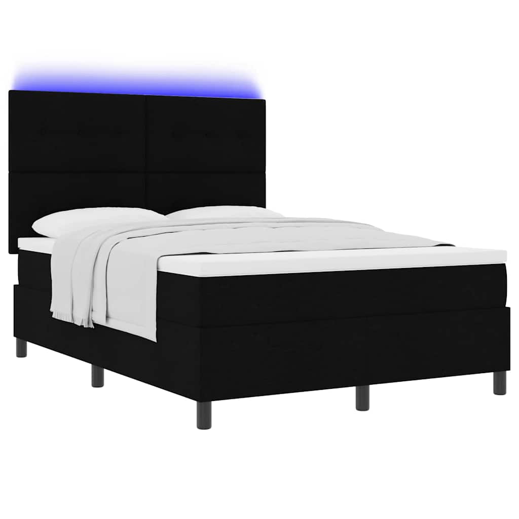 vidaXL Łóżko sprężynowe z materacem z LED Czarny 160 x 200 cm tkanina