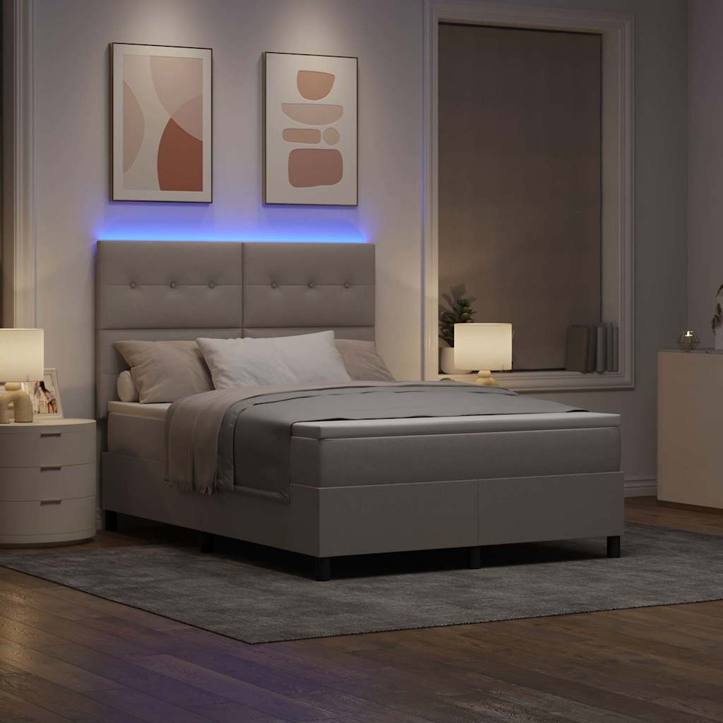 vidaXL Łóżko sprężynowe z paskami LED Ciemnoszary 160 x 200 cm tkanina