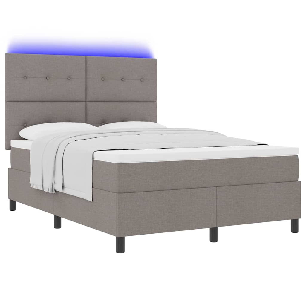 vidaXL Łóżko sprężynowe z paskami LED Ciemnoszary 160 x 200 cm tkanina