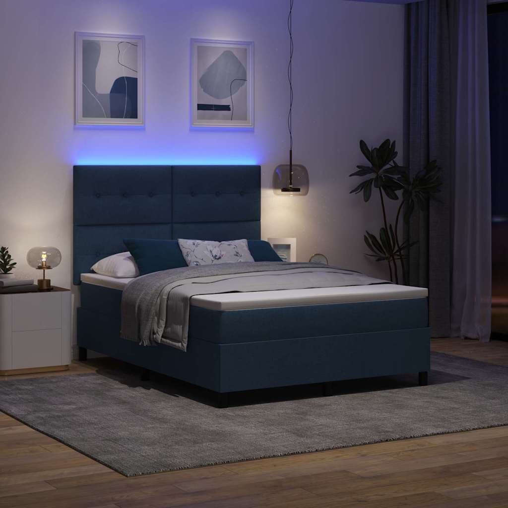 vidaXL Łóżko sprężynowe z materacem Niebieski 160 x 200 cm tkanina