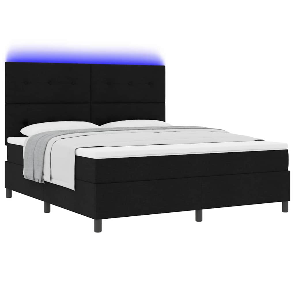 vidaXL Łóżko sprężynowe z materacem z LED Czarny 180 x 200 cm tkanina