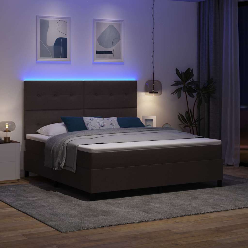 vidaXL Łóżko sprężynowe ciemnobrązowy 180 x 200 cm tkanina