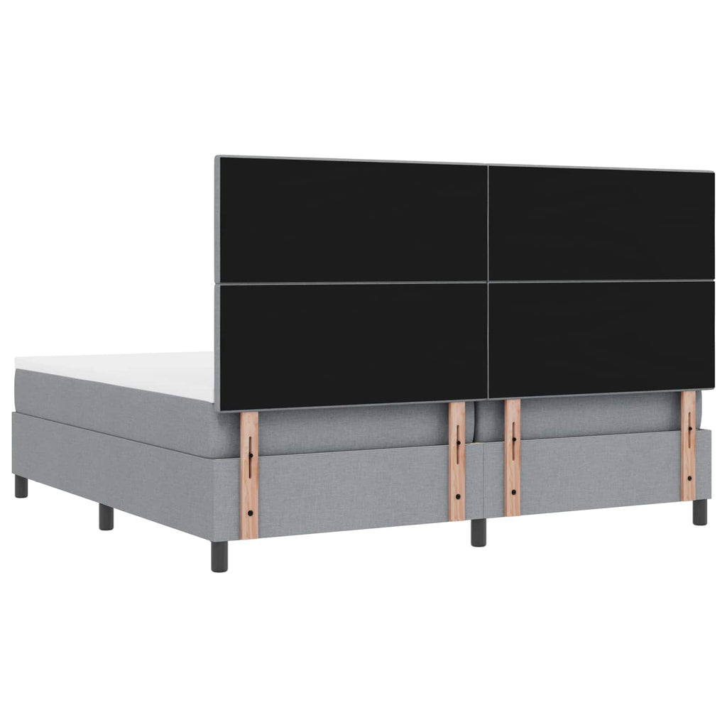 vidaXL Łóżko sprężynowe z paskami LED Jasnoszary 200 x 200 cm tkanina