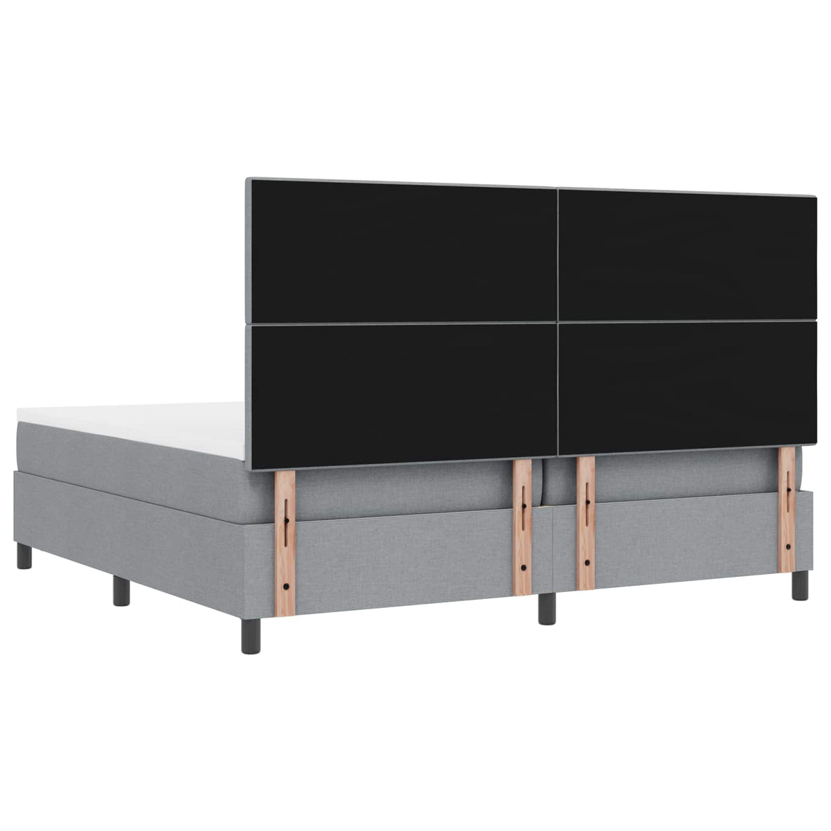 vidaXL Łóżko sprężynowe z paskami LED Jasnoszary 200 x 200 cm tkanina