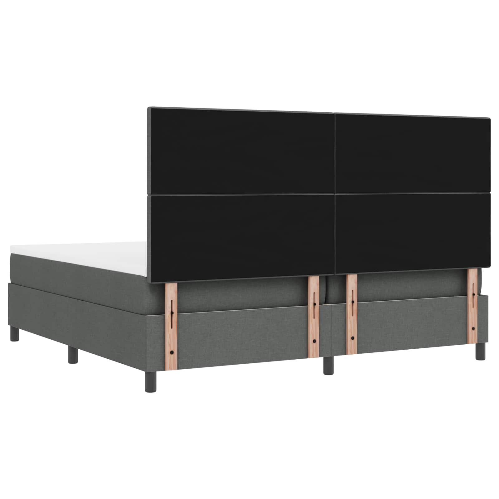 vidaXL Łóżko sprężynowe Z zagłówkiem ciemno szary 200 x 200 cm tkanina