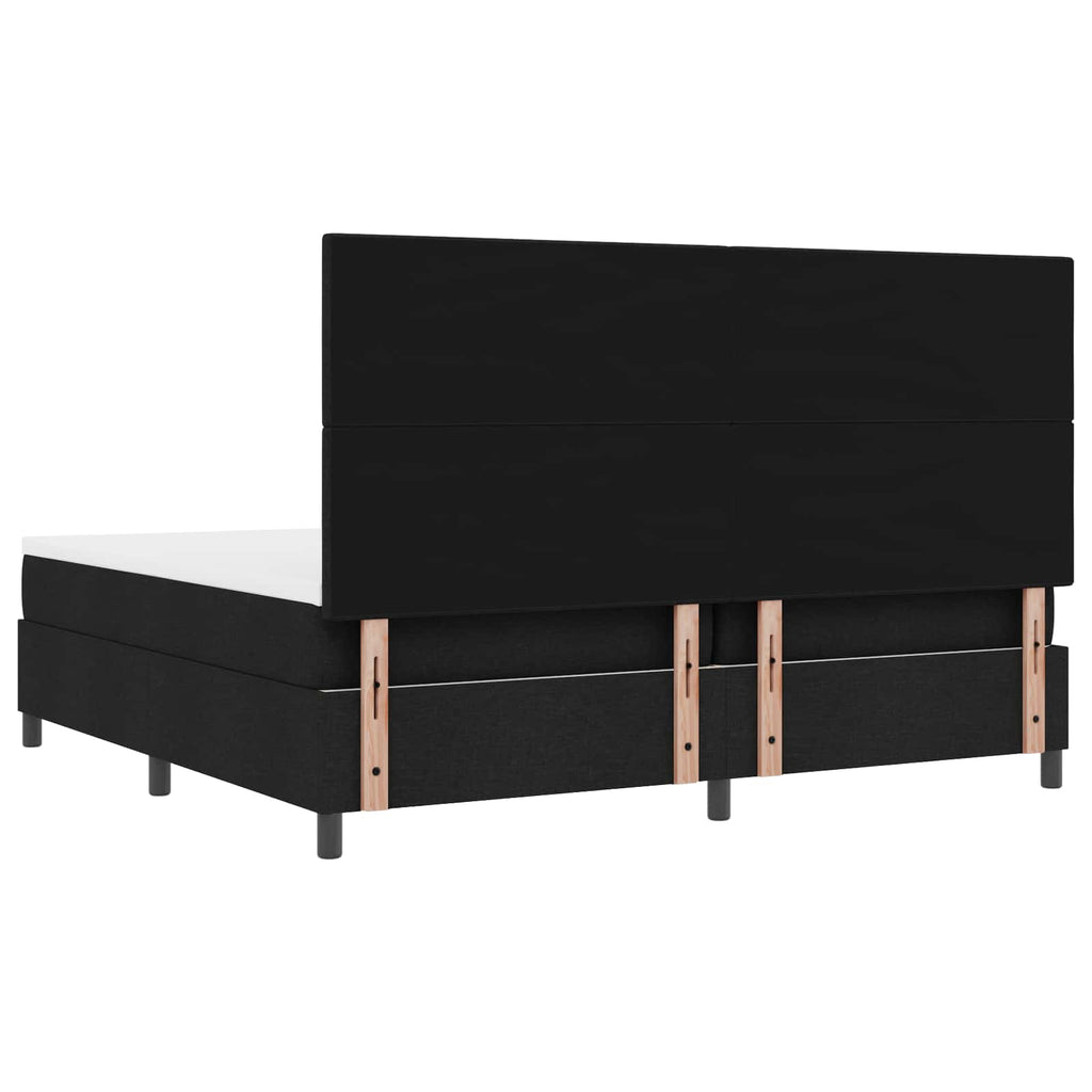 vidaXL Łóżko sprężynowe z paskami LED Czarny 200 x 200 cm tkanina