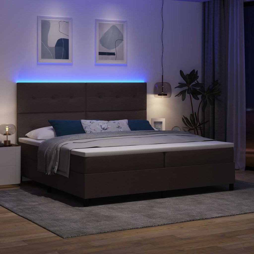 vidaXL Łóżko sprężynowe ciemnobrązowy 200 x 200 cm tkanina