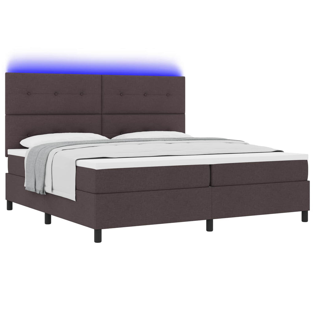 vidaXL Łóżko sprężynowe ciemnobrązowy 200 x 200 cm tkanina