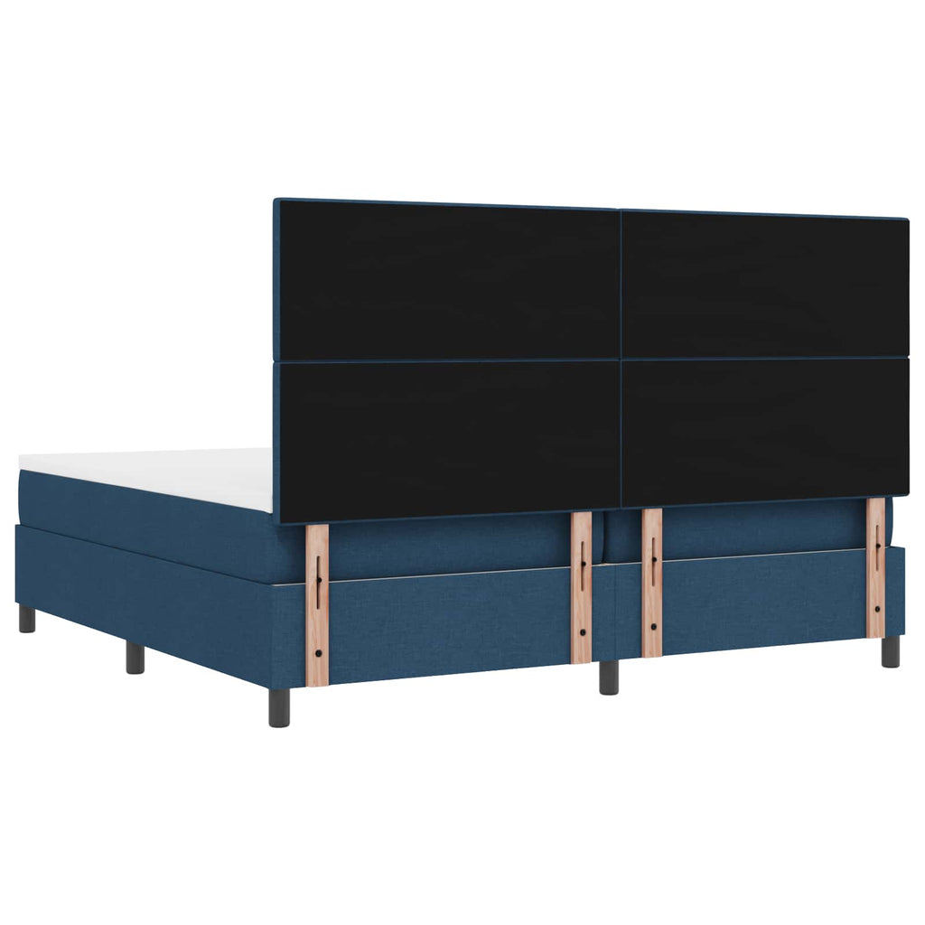 vidaXL Łóżko sprężynowe z materacem Niebieski 200 x 200 cm tkanina