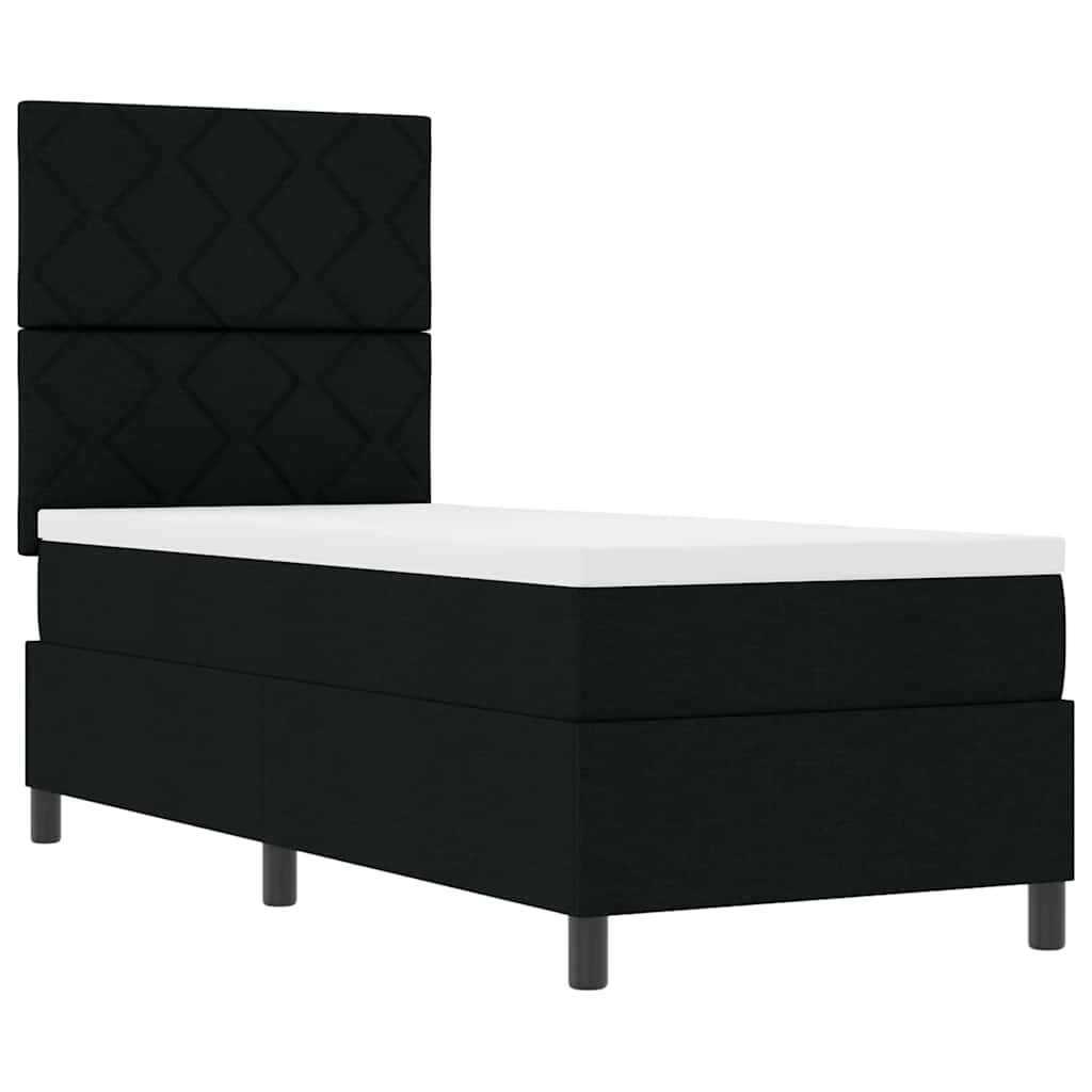 vidaXL Łóżko sprężynowe z paskami LED Czarny 80 x 200 cm tkanina