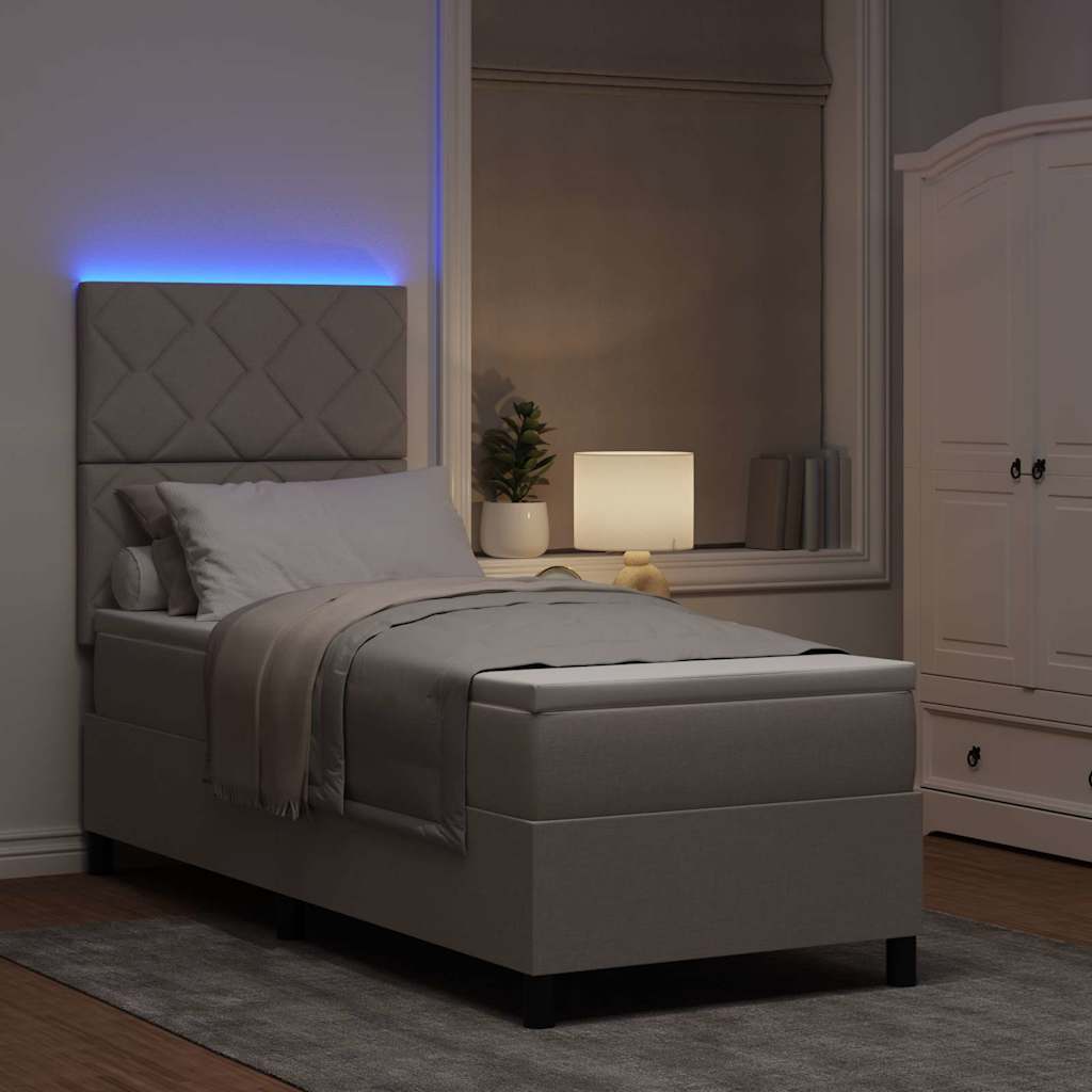vidaXL Łóżko sprężynowe z paskami LED Ciemnoszary 80 x 200 cm tkanina